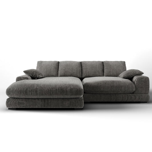 Aurelle Home 106" Reversible Contemporary Deep Seat Sectional Sofa, Charcoal Gray