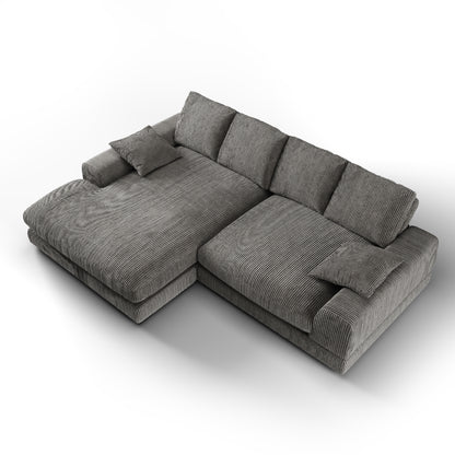 Aurelle Home 106" Reversible Contemporary Deep Seat Sectional Sofa, Charcoal Gray