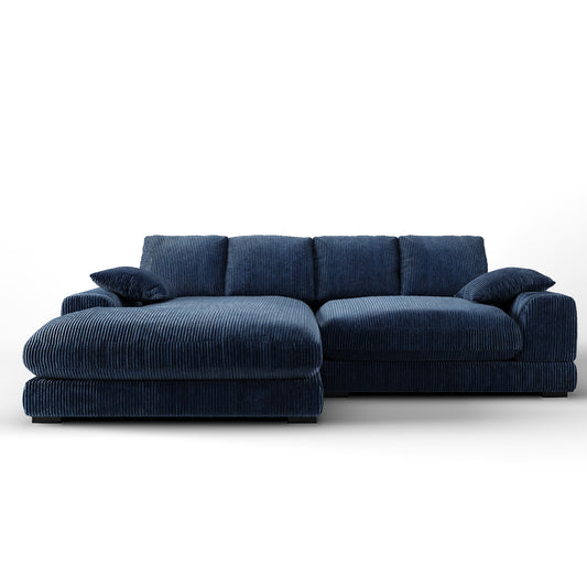 Aurelle Home 106" Reversible Contemporary Deep Seat Sectional Sofa, Navy Blue