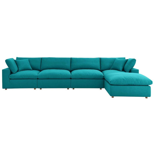 Haven 4 Seater Sectional Sofa With Ottoman, Teal