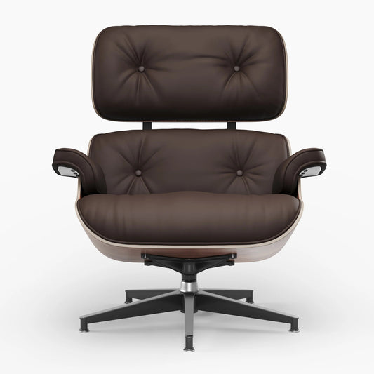 Vita Leather Lounge Chair & Ottoman, Brown