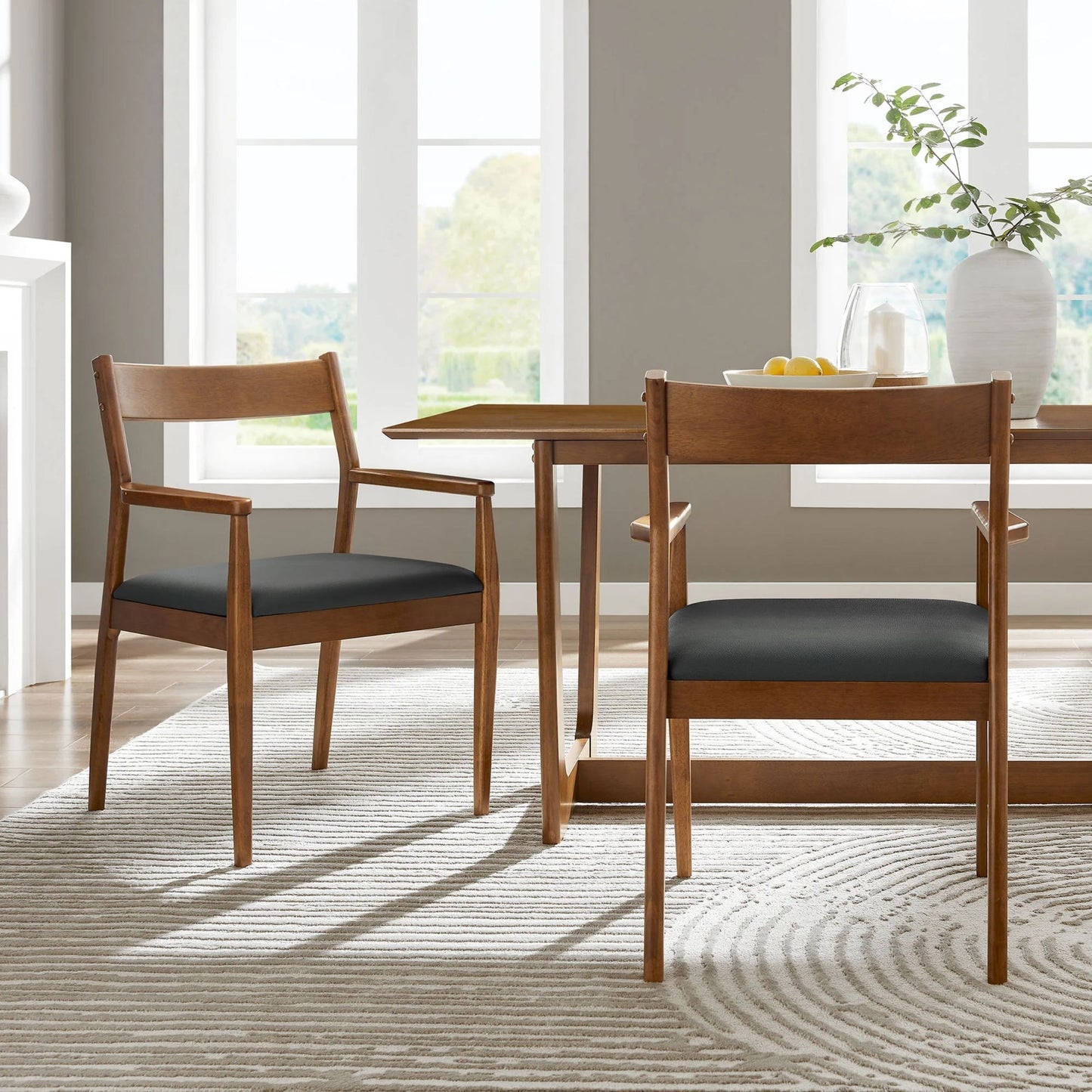 Jaiden Leather Dining Chair, Walnut