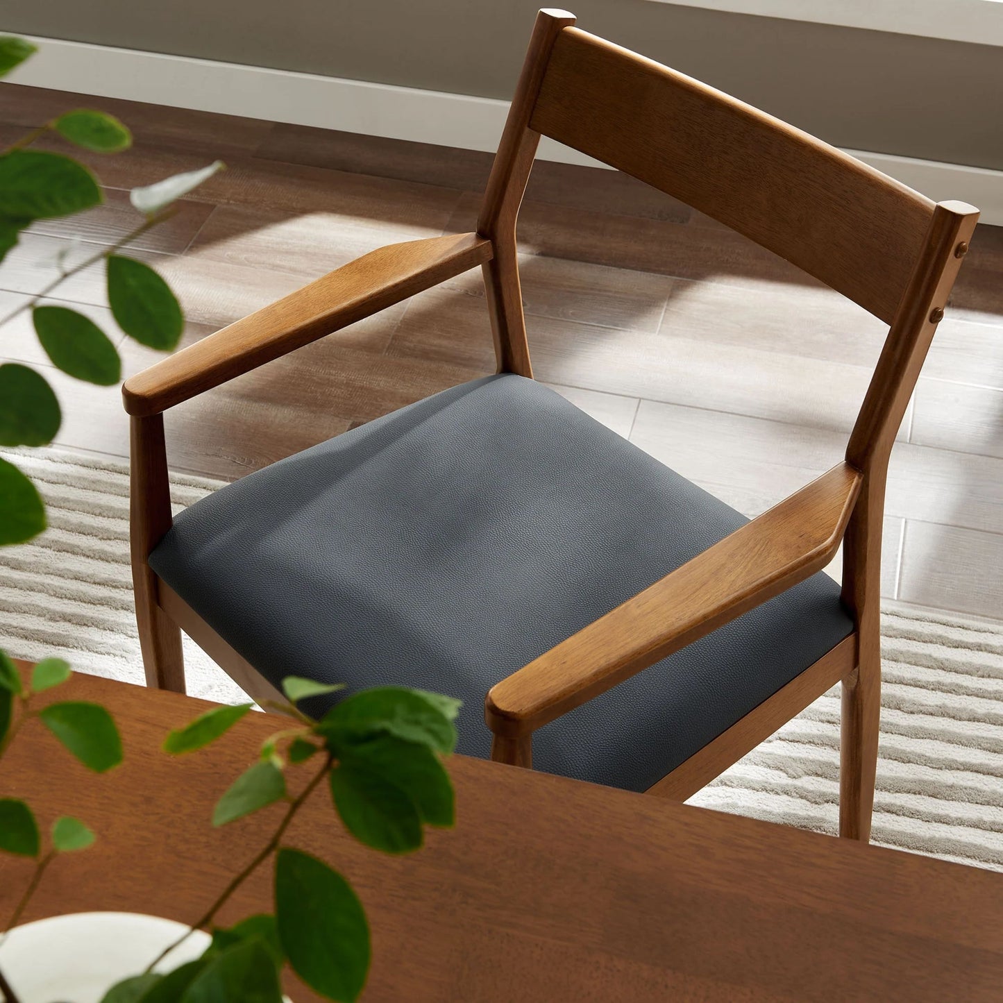 Jaiden Leather Dining Chair, Walnut