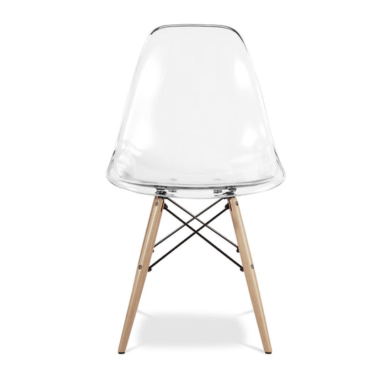 Eiffel Chair With Wood Legs, Clear