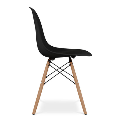 Eiffel Chair With Wood Legs, Black