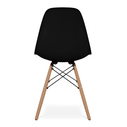 Eiffel Chair With Wood Legs, Black