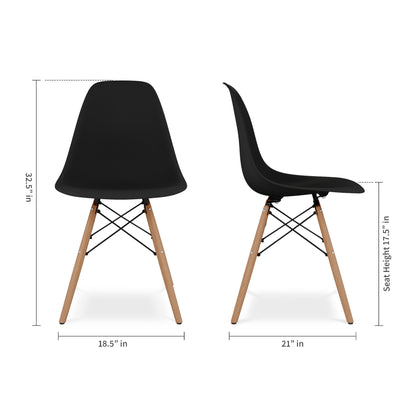 Eiffel Chair With Wood Legs, Black