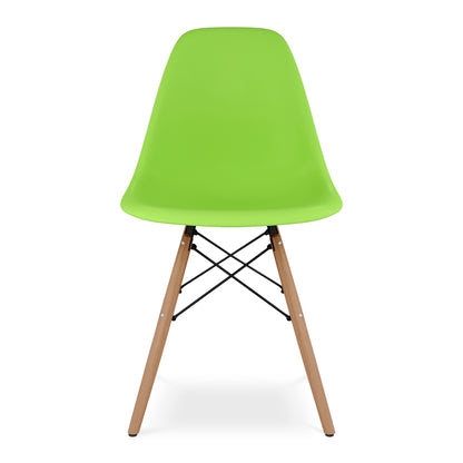 Eiffel Chair With Wood Legs, Green