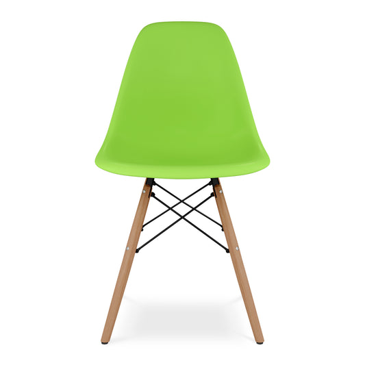 Eiffel Chair With Wood Legs, Green