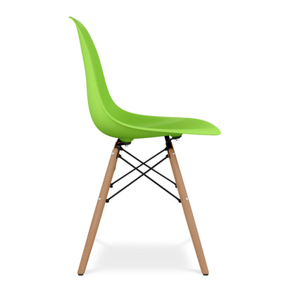 Eiffel Chair With Wood Legs, Green