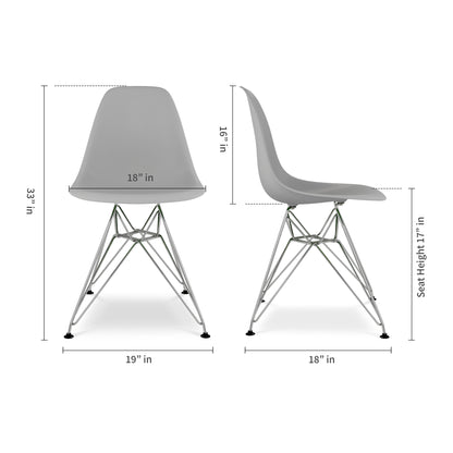 Eiffel Chair With Steel Legs, Gray