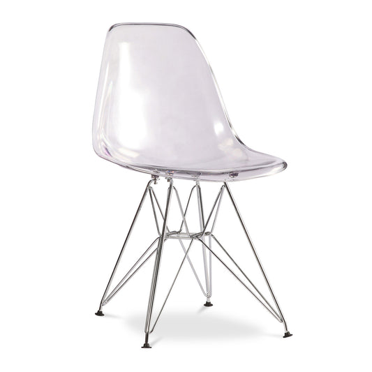 Eiffel Chair With Steel Legs, Clear