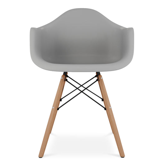 Eiffel Armchair With Wood Legs, Gray