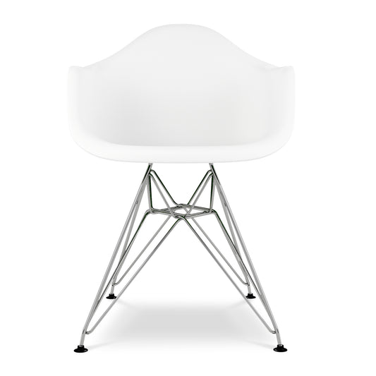 Eiffel Armchair With Steel Legs, White