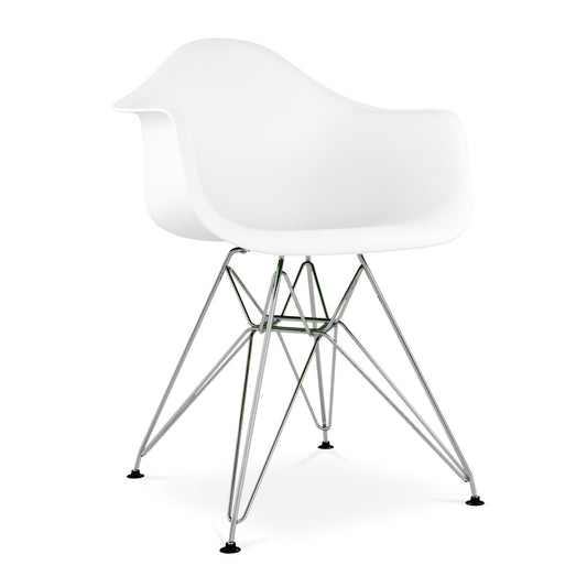Eiffel Armchair With Steel Legs, White