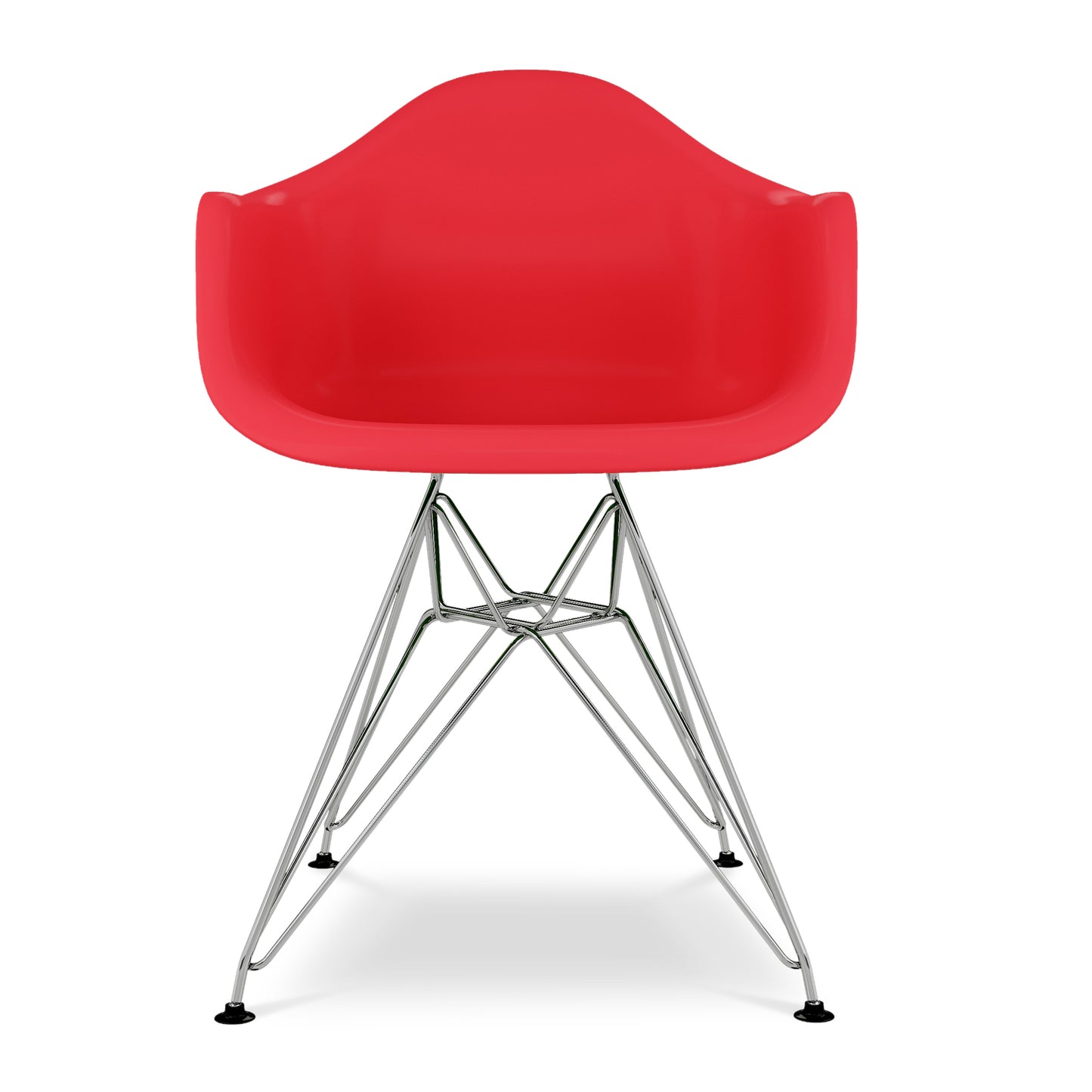 Eiffel Armchair With Steel Legs, Red