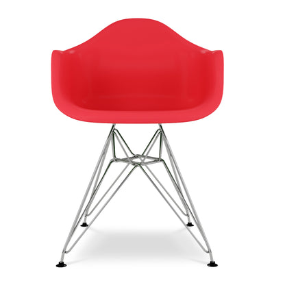 Eiffel Armchair With Steel Legs, Red