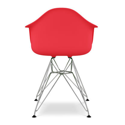 Eiffel Armchair With Steel Legs, Red