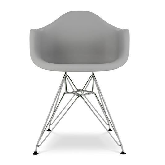 Eiffel Armchair With Steel Legs, Gray