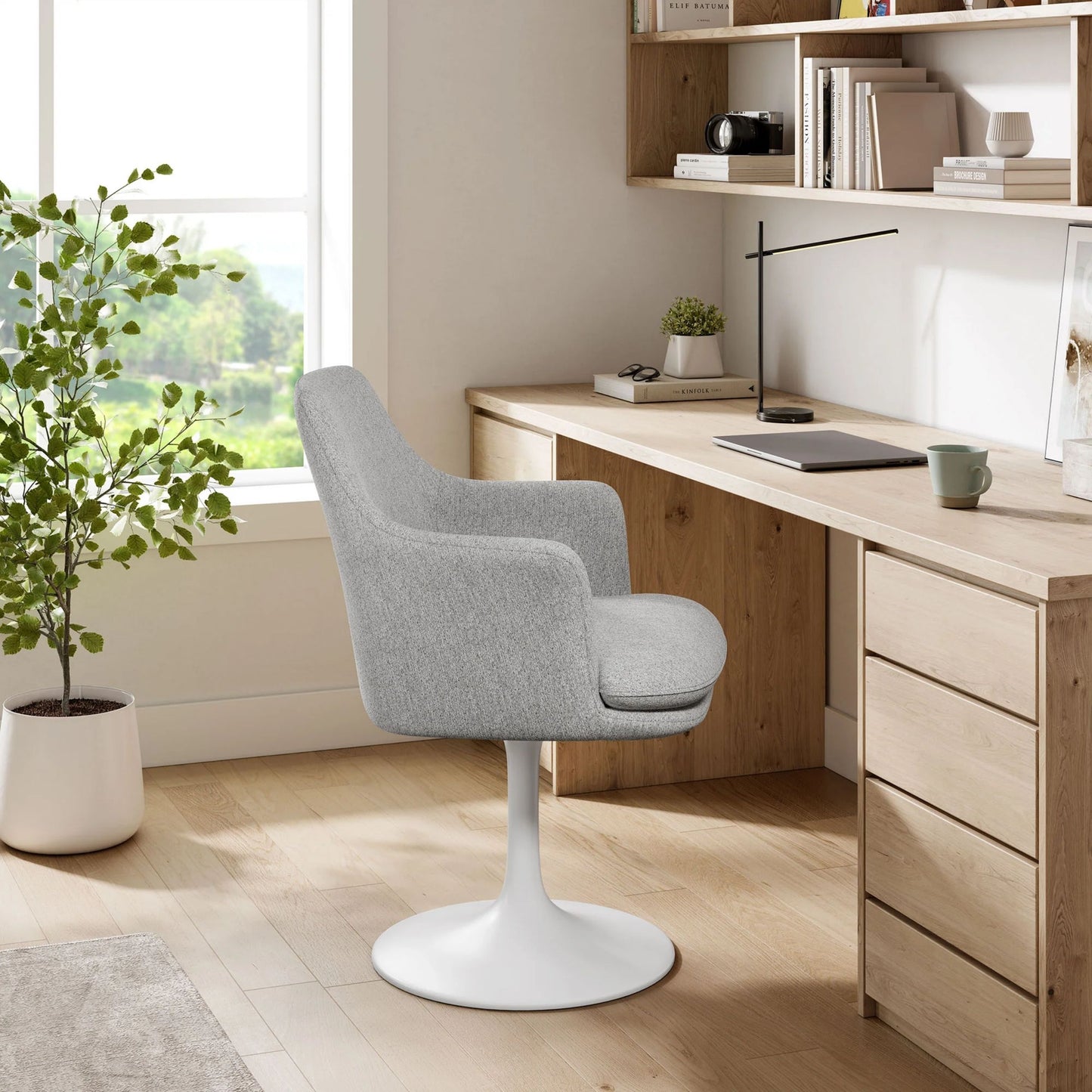 Rose Swivel Armchair, Light Gray