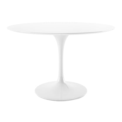 Tulip 48" Fiberglass Dining Table & Chairs Set, Black