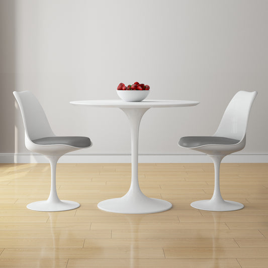 Tulip 36" Fiberglass Dining Table & Chairs Set, Gray