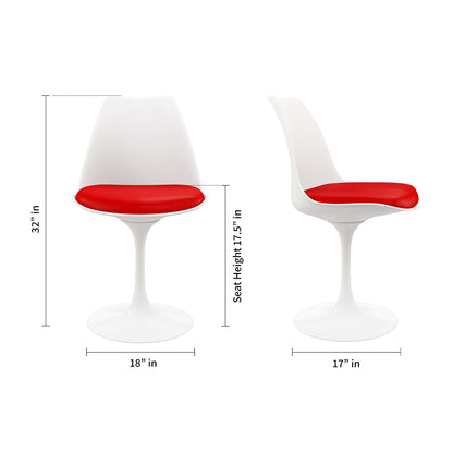 Tulip 42" Fiberglass Dining Table & Chairs Set, Red
