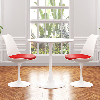 Tulip 36" Wood Top Dining Table & Chairs Set, Red