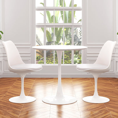 Tulip 36" Wood Top Dining Table & Chairs Set, White