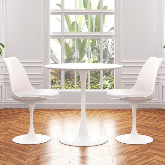 Tulip 36" Wood Top Dining Table & Chairs Set, White