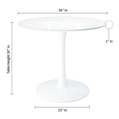 Tulip 36" Wood Top Dining Table & Chairs Set, White
