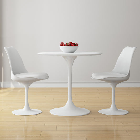 Tulip 32" Fiberglass Dining Table & Chairs Set, White