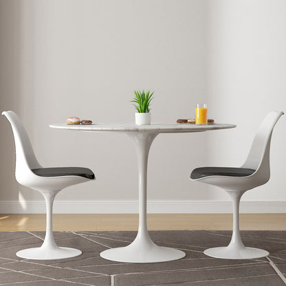 Tulip 40" Marble Dining Table & Chairs Set, Black