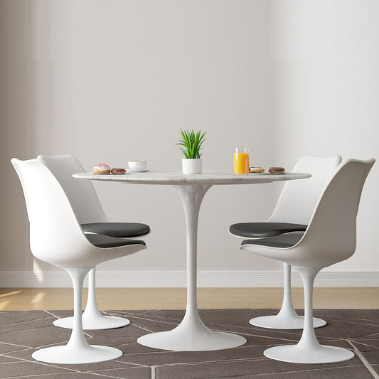 Tulip 40" Marble Dining Table & Chairs Set, Black