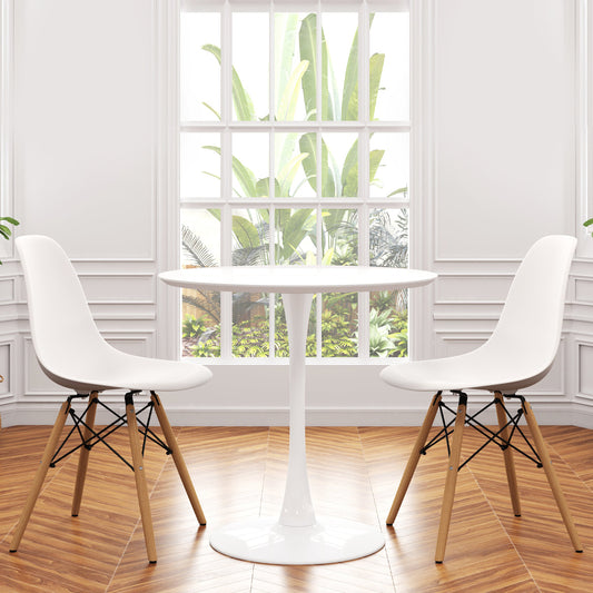 Tulip 36" Round Wood Dining Table Set, White