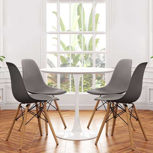 Tulip 36" Round Wood Dining Table Set, Gray