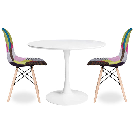 Tulip 36" Round Wood Dining Table Set, Multi