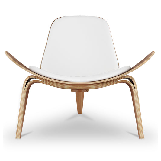 Arch Shell Chair, White Faux Leather