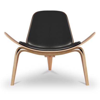Arch Shell Chair, Black Italian Leather