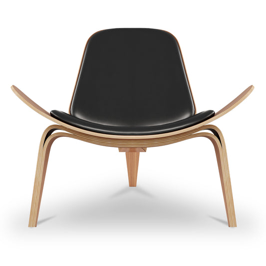 Arch Shell Chair, Black Italian Leather