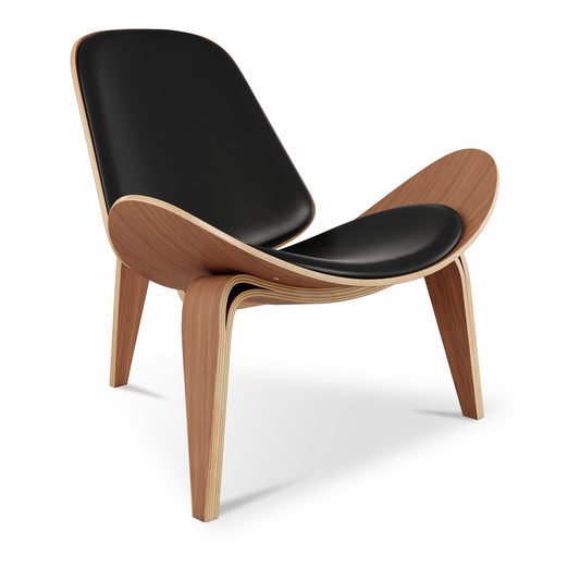 Arch Shell Chair, Black Italian Leather