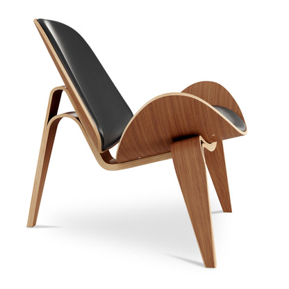 Arch Shell Chair, Black Italian Leather
