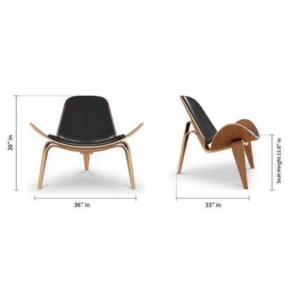 Arch Shell Chair, Black Italian Leather