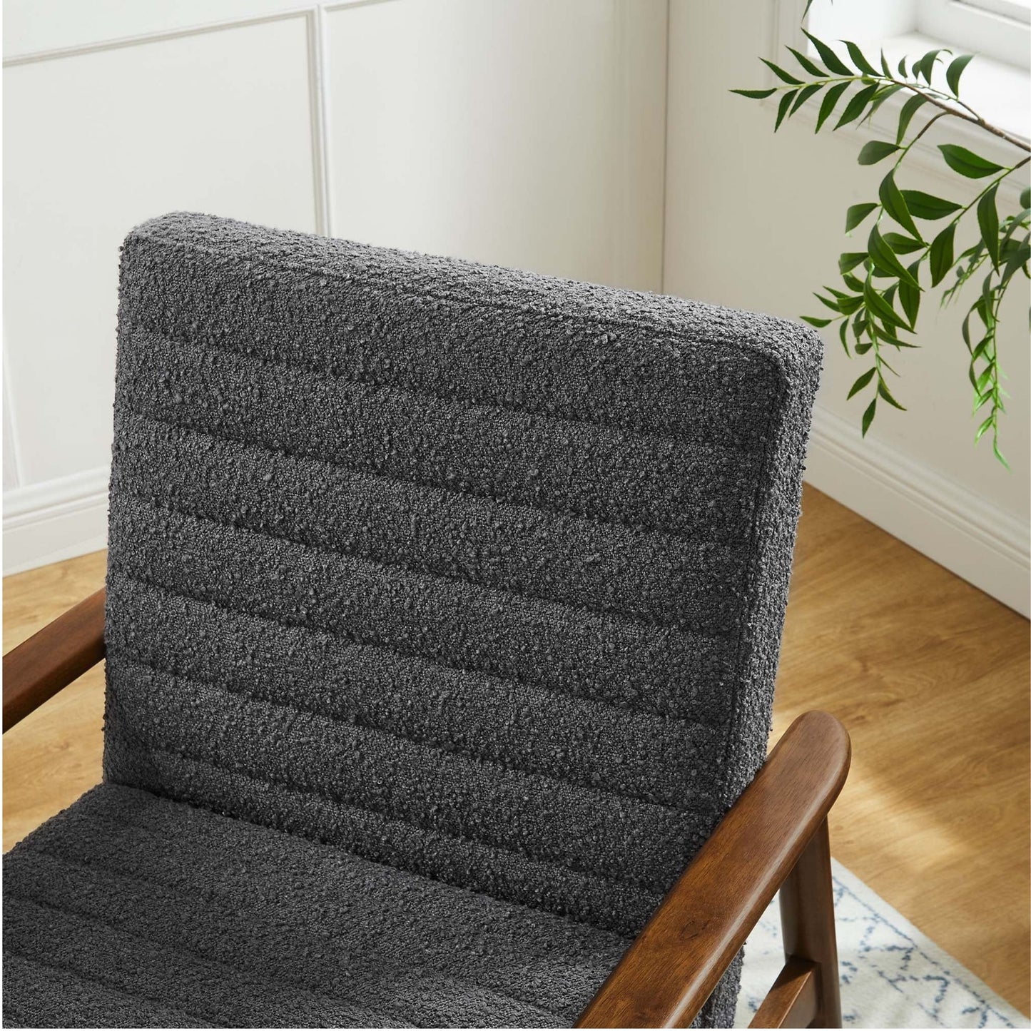 Zain Boucle Lounge Chair, Charcoal