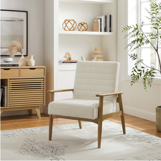 Zain Boucle Lounge Chair, Ivory