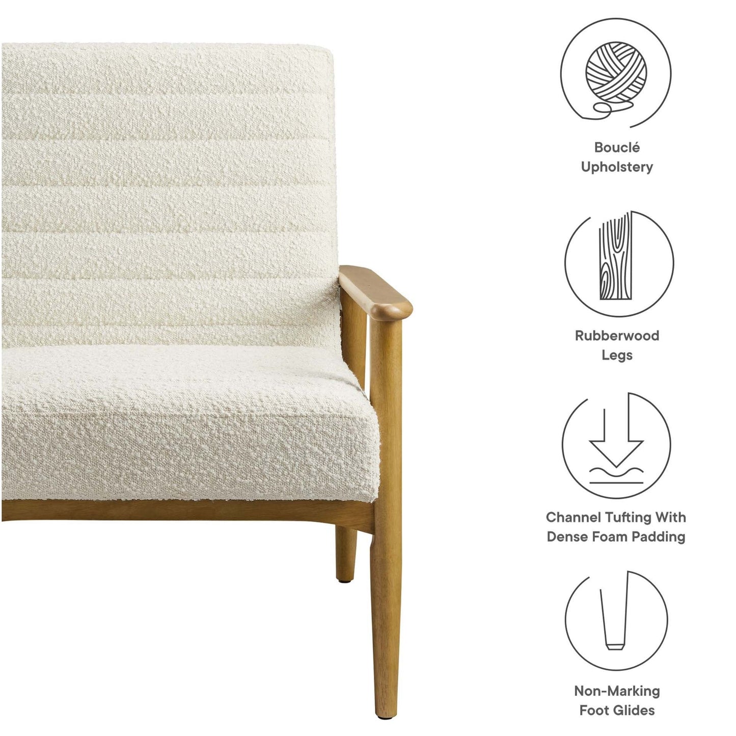 Zain Boucle Lounge Chair, Ivory