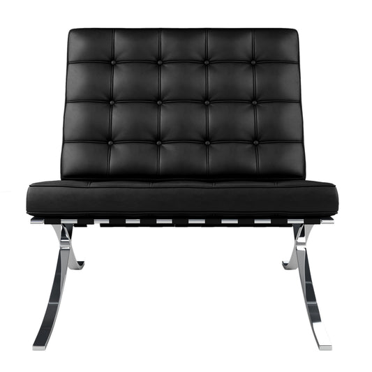 Pavilion Chair With Stool,Black Leather