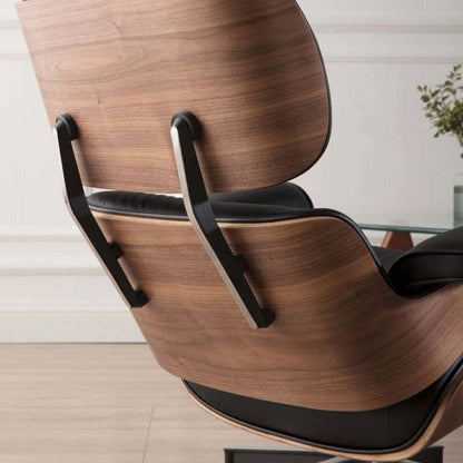 Vita Leather Lounge Chair & Ottoman, Black