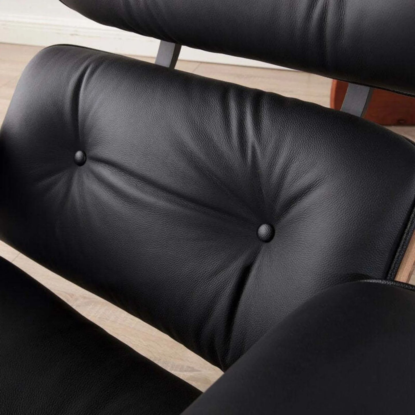 Vita Leather Lounge Chair & Ottoman, Black