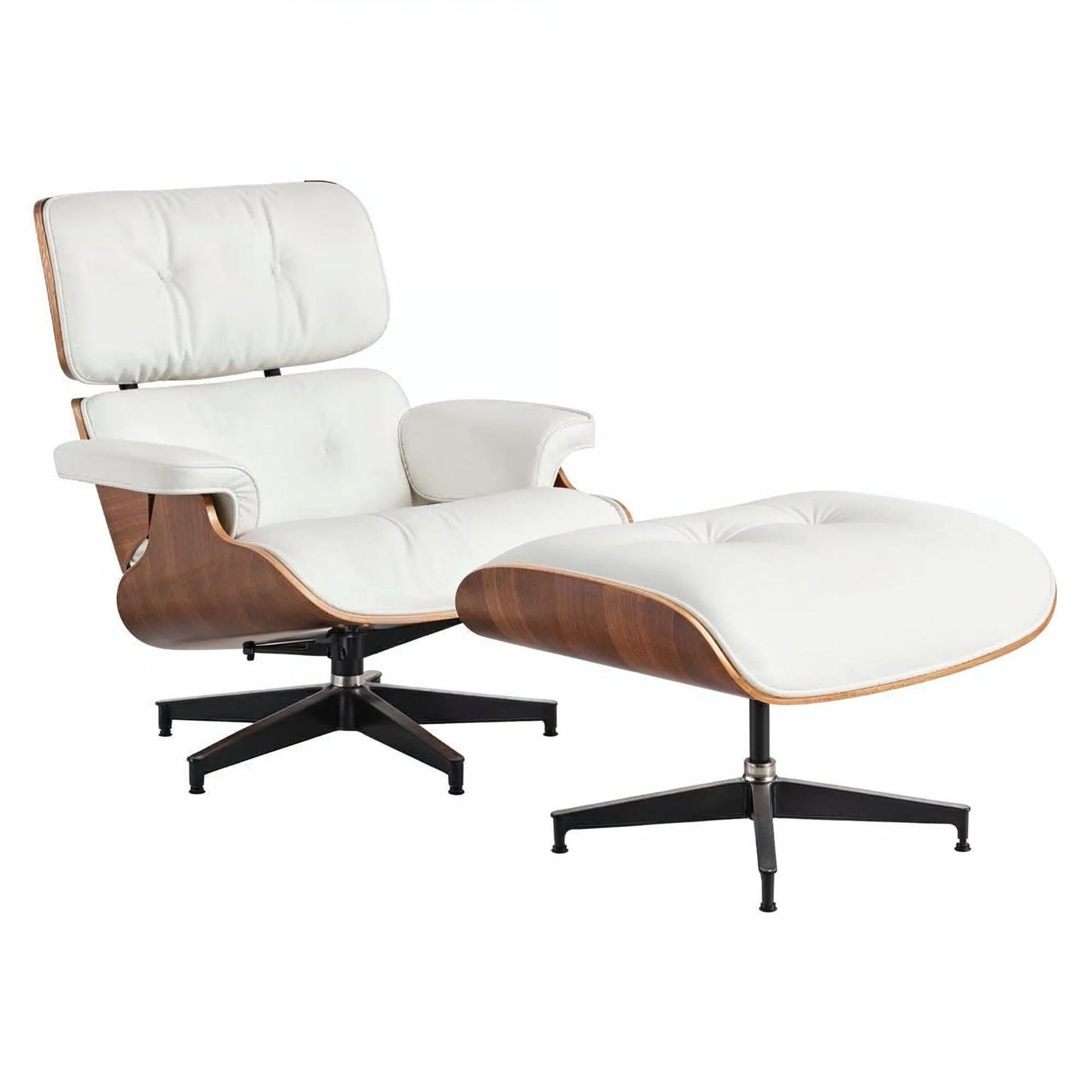 Vita Leather Lounge Chair & Ottoman, White